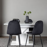 Jídelní stůl Pluto 120/160*90- Bílá / Sklo MDF + Jídelní židle Polar - Černé nohy / Černý samet _4