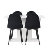 Jídelní stůl Pluto 120/160*90- Bílá / Sklo MDF + Jídelní židle Polar - Černé nohy / Černý samet _4