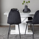 Jídelní stůl Pluto 120/160*90- Bílá / Sklo MDF + Jídelní židle Polar - Černé nohy / Černý samet _4