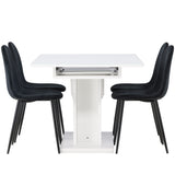 Jídelní stůl Pluto 120/160*90- Bílá / Sklo MDF + Jídelní židle Polar - Černé nohy / Černý samet _4