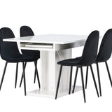 Jídelní stůl Pluto 120/160*90- Bílá / Sklo MDF + Jídelní židle Polar - Černé nohy / Černý samet _4