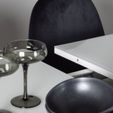 Jídelní stůl Pluto 120/160*90- Bílá / Sklo MDF + Jídelní židle Polar - Černé nohy / Černý samet _4