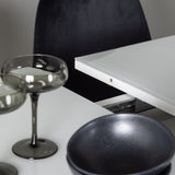 Jídelní stůl Pluto 120/160*90- Bílá / Sklo MDF + Jídelní židle Polar - Černé nohy / Černý samet _4