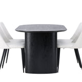 Jídelní stůl Isolde 180*75 – černá/černá MDF + noční jídelní židle – černá/bílá PU _4