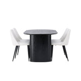 Jídelní stůl Isolde 180*75 – černá/černá MDF + noční jídelní židle – černá/bílá PU _4