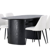 Jídelní stůl Isolde 180*75 – černá/černá MDF + noční jídelní židle – černá/bílá PU _4