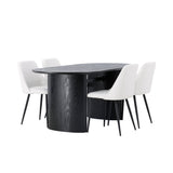 Jídelní stůl Isolde 180*75 – černá/černá MDF + noční jídelní židle – černá/bílá PU _4