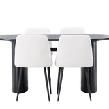 Jídelní stůl Isolde 180*75 – černá/černá MDF + noční jídelní židle – černá/bílá PU _4