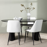 Jídelní stůl Isolde 180*75 – černá/černá MDF + noční jídelní židle – černá/bílá PU _4