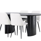 Jídelní stůl Isolde 180*75 – černá/černá MDF + noční jídelní židle – černá/bílá PU _4
