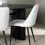 Jídelní stůl Isolde 180*75 – černá/černá MDF + noční jídelní židle – černá/bílá PU _4