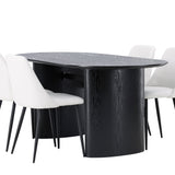 Jídelní stůl Isolde 180*75 – černá/černá MDF + noční jídelní židle – černá/bílá PU _4