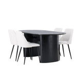 Jídelní stůl Isolde 180*75 – černá/černá MDF + noční jídelní židle – černá/bílá PU _4
