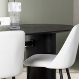 Jídelní stůl Isolde 180*75 – černá/černá MDF + noční jídelní židle – černá/bílá PU _4