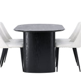 Jídelní stůl Isolde 180*75 – černá/černá MDF + noční jídelní židle – černá/bílá PU _4