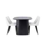 Jídelní stůl Isolde 180*75 – černá/černá MDF + noční jídelní židle – černá/bílá PU _4