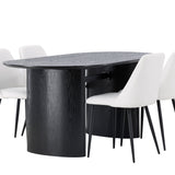 Jídelní stůl Isolde 180*75 – černá/černá MDF + noční jídelní židle – černá/bílá PU _4