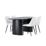 Jídelní stůl Isolde 180*75 – černá/černá MDF + noční jídelní židle – černá/bílá PU _4