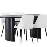 Jídelní stůl Isolde 180*75 – černá/černá MDF + noční jídelní židle – černá/bílá PU _4