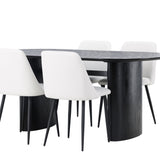 Jídelní stůl Isolde 180*75 – černá/černá MDF + noční jídelní židle – černá/bílá PU _4
