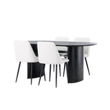 Jídelní stůl Isolde 180*75 – černá/černá MDF + noční jídelní židle – černá/bílá PU _4