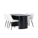 Jídelní stůl Isolde 180*75 – černá/černá MDF + noční jídelní židle – černá/bílá PU _4
