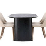 Jídelní stůl Isolde 180*75 – černá / černá MDF + noční jídelní židle – tmavý ořech / mocca / hnědá látka _4