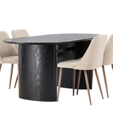 Jídelní stůl Isolde 180*75 – černá / černá MDF + noční jídelní židle – tmavý ořech / mocca / hnědá látka _4