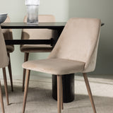 Jídelní stůl Isolde 180*75 – černá / černá MDF + noční jídelní židle – tmavý ořech / mocca / hnědá látka _4