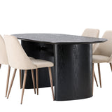 Jídelní stůl Isolde 180*75 – černá / černá MDF + noční jídelní židle – tmavý ořech / mocca / hnědá látka _4