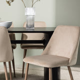 Jídelní stůl Isolde 180*75 – černá / černá MDF + noční jídelní židle – tmavý ořech / mocca / hnědá látka _4