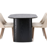 Jídelní stůl Isolde 180*75 – černá / černá MDF + noční jídelní židle – tmavý ořech / mocca / hnědá látka _4