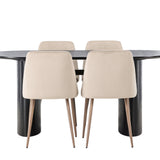 Jídelní stůl Isolde 180*75 – černá / černá MDF + noční jídelní židle – tmavý ořech / mocca / hnědá látka _4