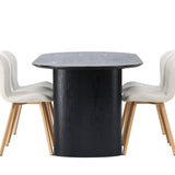 Jídelní stůl Isolde 180*75 – Černá / Černá MDF + Jídelní židle Lilja – Oaklook / Béžová látka _4