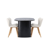 Jídelní stůl Isolde 180*75 – Černá / Černá MDF + Jídelní židle Lilja – Oaklook / Béžová látka _4