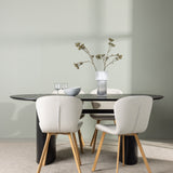 Jídelní stůl Isolde 180*75 – Černá / Černá MDF + Jídelní židle Lilja – Oaklook / Béžová látka _4