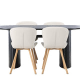 Jídelní stůl Isolde 180*75 – Černá / Černá MDF + Jídelní židle Lilja – Oaklook / Béžová látka _4