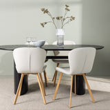 Jídelní stůl Isolde 180*75 – Černá / Černá MDF + Jídelní židle Lilja – Oaklook / Béžová látka _4