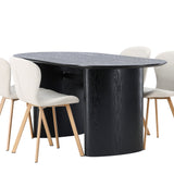 Jídelní stůl Isolde 180*75 – Černá / Černá MDF + Jídelní židle Lilja – Oaklook / Béžová látka _4