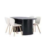 Jídelní stůl Isolde 180*75 – Černá / Černá MDF + Jídelní židle Lilja – Oaklook / Béžová látka _4