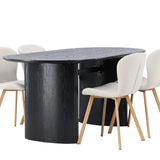 Jídelní stůl Isolde 180*75 – Černá / Černá MDF + Jídelní židle Lilja – Oaklook / Béžová látka _4