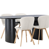 Jídelní stůl Isolde 180*75 – Černá / Černá MDF + Jídelní židle Lilja – Oaklook / Béžová látka _4