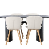 Jídelní stůl Isolde 180*75 – Černá / Černá MDF + Jídelní židle Lilja – Oaklook / Béžová látka _4