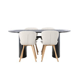 Jídelní stůl Isolde 180*75 – Černá / Černá MDF + Jídelní židle Lilja – Oaklook / Béžová látka _4