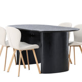 Jídelní stůl Isolde 180*75 – Černá / Černá MDF + Jídelní židle Lilja – Oaklook / Béžová látka _4