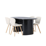 Jídelní stůl Isolde 180*75 – Černá / Černá MDF + Jídelní židle Lilja – Oaklook / Béžová látka _4