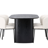 Jídelní stůl Isolde 180*75 – černá / černá MDF + jídelní židle Edina – černá / bílá Boucle _4