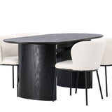 Jídelní stůl Isolde 180*75 – černá / černá MDF + jídelní židle Edina – černá / bílá Boucle _4