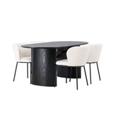 Jídelní stůl Isolde 180*75 – černá / černá MDF + jídelní židle Edina – černá / bílá Boucle _4