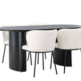 Jídelní stůl Isolde 180*75 – černá / černá MDF + jídelní židle Edina – černá / bílá Boucle _4